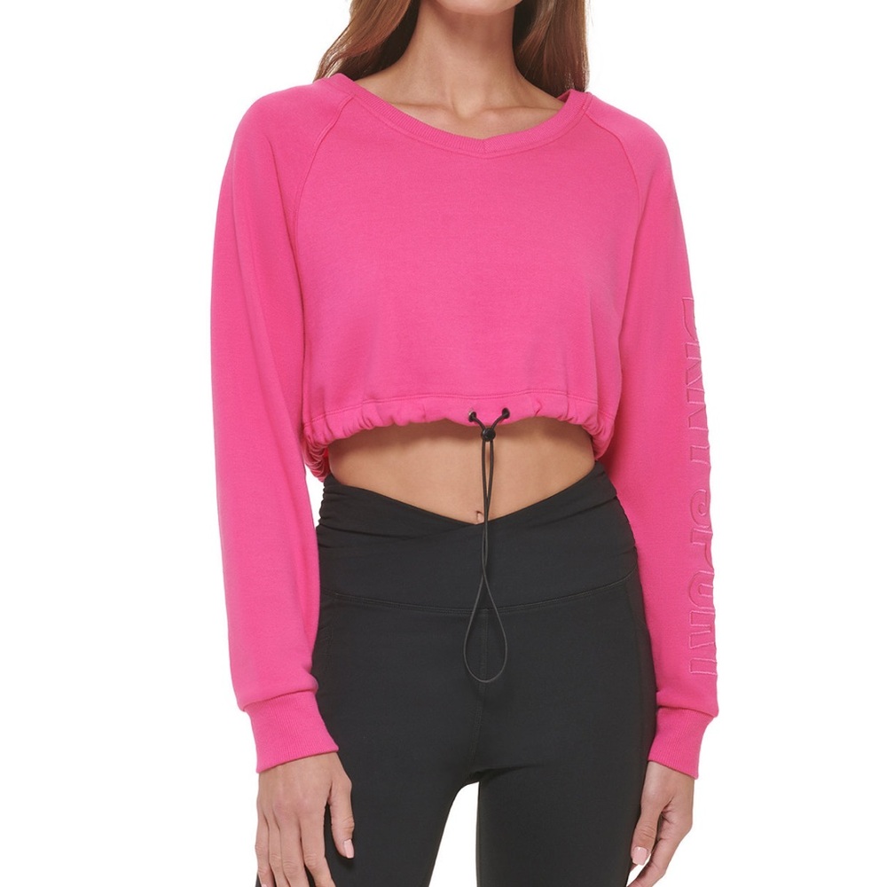 Women's Performance Cropped Drawstring-Hem Logo Sweatshirt